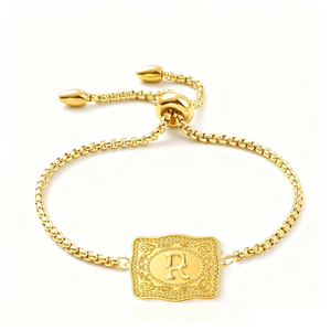 Collar Unisex Chapado en Rodio con Hebilla Occidental Dorada con 26 Letras Iniciales en Relieve, Colgante Personalizado con 12 Signos del Zodíaco, Regalo - Product Image 6