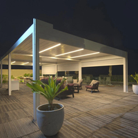 Pergola bioclimatique électrique moderne de haute qualité, imperméable, en aluminium, pour jardin extérieur, pavillon à lames orientables, pression naturelle