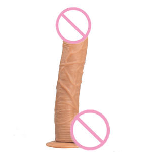 12 Zoll Fleisch Schwarz Braun Farbe Realistischer <span class=keywords><strong>Dildo</strong></span> Sexspielzeug Penis für Frauen - Product Image 1