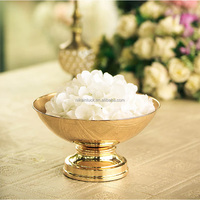 Bol à fleurs en métal doré brillant Centres de table de mariage Décoration piédestal aux teintes dorées Bol à fleurs Présentoir de table de mariage