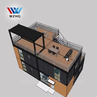 Maison préfabriquée modulaire à deux étages en conteneur maritime de 20 pieds avec balcon