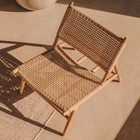 Fauteuil de jardin en teck massif de style nordique DL Outdoor, pour terrasse, maison de vacances, résistant à l'eau et au soleil, mobilier amovible