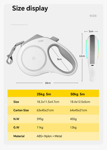 Produsen grosir kerah anjing ringan dapat dipanjangkan, latihan traksi otomatis mewah awet dengan LED - Product Image 4