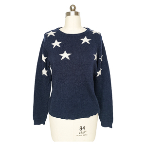 Col rond Modèle De Tricot Dames Étoiles Imprimer Pull Femmes Vêtements mélange de <span class=keywords><strong>Laine</strong></span> <span class=keywords><strong>D</strong></span>'<span class=keywords><strong>agneau</strong></span> étoile <span class=keywords><strong>à</strong></span> cinq branches jacquard - Product Image 1