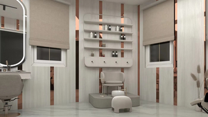 Professional Barber <b>Work</b> <b>Station</b> with Wall Mirror | Custom Hair Salon Furniture & Barbershop Design - Product Image 6