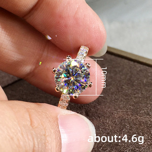 Anello di fidanzamento scintillante a sei punte per donna, elegante gioiello da dito per proposta di matrimonio - Product Image 5
