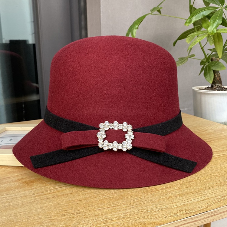 chinese dress ladies Elegant Red Church Hat for Christmas & Formal Events main image 1