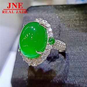 Anillos y Colgantes de <span class=keywords><strong>Jade</strong></span> Natural Tipo A, Anillo de <span class=keywords><strong>Jade</strong></span> Verde Intenso con Incrustaciones de <span class=keywords><strong>Oro</strong></span> de 18K para Mujer - Product Image 3