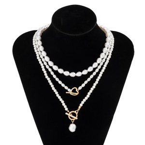 Collana da Donna con Perle Barocche e Perline Placcate Oro, Accessorio Creativo Irregolare per Clavicola, Accessorio di <span class=keywords><strong>Moda</strong></span> all'Ingrosso - Product Image 2