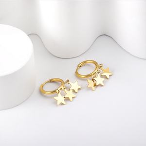 Pendientes de Moda de Oro de 18k con Diseño de Luna y Estrella, Joyería Vintage, Pendientes de Acero Inoxidable para Niñas, Mujeres y Niños - Product Image 5