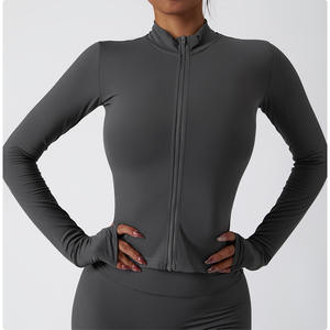 Ropa Deportiva personalizada de LICRA para mujer, ropa de Yoga de cintura alta, chaqueta de gimnasio sin costuras, conjunto de ropa deportiva de manga larga - Product Image 5