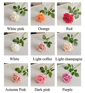 وردة صناعية كبيرة فاخرة بحجم 12 سم، تبدو حقيقية عند اللمس، مصنوعة من الحرير واللاتكس، وردة وهمية كبيرة بلون وردي ترابي للبيع بالجملة - Product Image 2