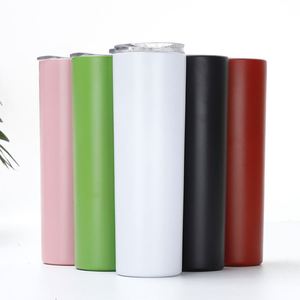 Custom Logo 20Oz <b>Double</b>-<b>Walled</b> Stainless Steel Skinny Tumbler With Colored Straw Applicable for Boiling Water - Product Image 1