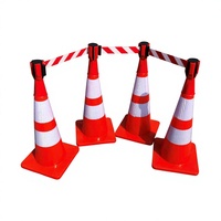 Bande de signalisation rétractable réfléchissante jaune-noire en PVC pour cône de signalisation, longueurs 2,3m/5m, pour poteau d'isolation