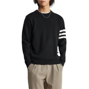 Pull-over personnalisé pour homme à manches longues, col rond, en laine tricotée, anti-rétrécissement, avec logo décoratif, 100% coton, hiver, poches - Product Image 1