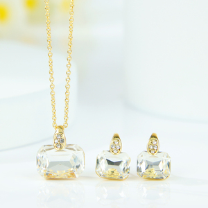 New Fashion Crystal Gold <b>Jewelry</b> <b>Set</b> Simple Flower Design Exquisite Necklace Earrings 2pcs <b>Set</b> for Women Birthday's <b>Prom</b> Party - Product Image 3