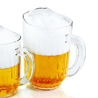 Pichet à bière en plastique PC transparent de 32/47/60oz personnalisé et pichet en verre à eau avec poignée