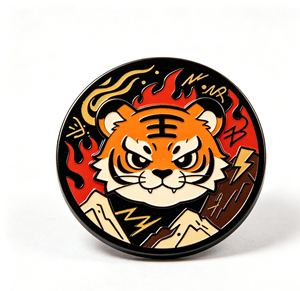 Pin de Metal Esmaltado Personalizado con Diseño de Tigre, Chapado en Oro, Insignia Redonda para Solapa, Souvenir para Ropa y Regalo - Product Image 2