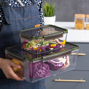 Transparent Food <b>Storage</b> <b>Container</b> Rectangle <b>Stackable</b> Clip On Lid Freshness Preservation Fridge Use Household - Product Image 4