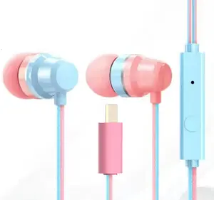 Wired Earphone TYPE-C plug Free Sample Product In Ear Earphone With Mic Made in China