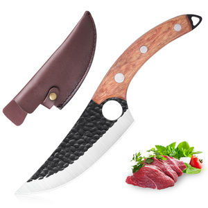 Fabrika doğrudan satış paslanmaz çelik ahşap saplı el dövme 6''Butcher bıçak kanca halkası ile - Product Image 1