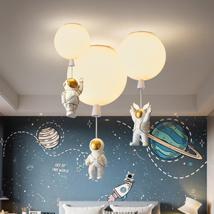 Trendy Nordic Creative Cartoon Decor Ceiling <b>Light</b> for Kids' Bedrooms Frosted Astronaut Balloon <b>Light</b> for Boys Girls AC Power - Product Image 3