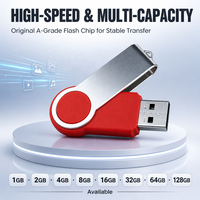 Flashdisk USB 2.0 Putar 360 Derajat Logo Kustom, Pen Drive Logam Baru Garansi 3 Tahun Grosir 8GB 16GB 32GB 64GB