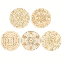 HYNAWIN Plaques de table et sous-verres gravés en bois de luxe, isolants, à motif géométrique et grilles de cristal, écologiques, pour l'exportation