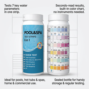 Bandelettes de test 7-en-1 pour piscine et spa – Test haute précision <span class=keywords><strong>pH</strong></span>, chlore, chlore non hydrolysé, CYA, dureté, alcalinité pour spas gonflables et piscines hors sol – OEM - Product Image 3