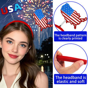 Diadema de estrella de cinco puntas con bandera americana, tocado de tela rojo, blanco y azul para decoraciones de fiesta del Día DE LA Independencia - Product Image 4