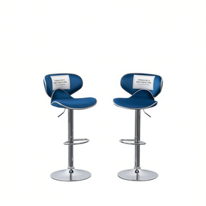 Db Masaccio - Taburete de bar de terciopelo, ajustable, giratorio, base cromada, azul, juego de 2 - Product Image 1