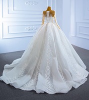 Robe de mariée de luxe Feishiluo à col rond, style moderne, coupe princesse, manches longues, ornée de perles, de paillettes et d'appliques brodées en dentelle