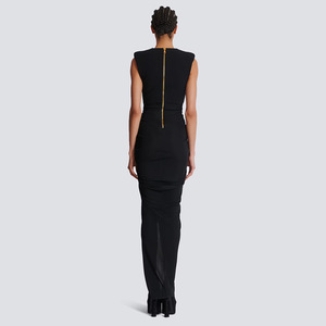 Abito da donna di alta qualità da donna Boutique 2025 nuovo abito <span class=keywords><strong>nero</strong></span> doppiopetto a Modulare alto in vita dimagrante con fibbia in metallo - Product Image 4