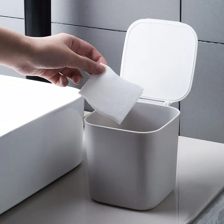 Top Popular Rectangular Under Sink Garbage Bin Container Car Desktop Trash Can Kids Plastic Dustbin With Flip Lid