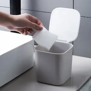 Rovtop-poubelle rectangulaire, conteneur de déchets, en plastique, sous évier, pour voiture, bureau, pour enfants, avec couvercle rabattable