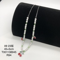 XUPING Nieuwe 14k Goudkleurige Geëmailleerde Aardbei Kersen Fruit Charm Verstelbare Ketting Parel Geknoopte Schattige Dames Sieraden