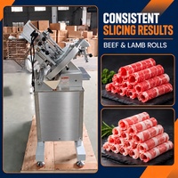 Machine à trancher la viande commerciale, trancheuse automatique de viande congelée pour rouleaux de bœuf et d'agneau avec épaisseur réglable