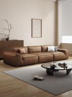 Canapé d'angle trois places de luxe italien, minimaliste, vintage, en tissu noir, avec assise en mousse, en cuir pleine fleur véritable, style mi-moderne, avec éléments en bois pour salon