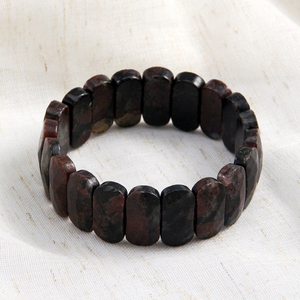 เครื่องประดับแนวชนเผ่าวินเทจของผู้หญิงสร้อยข้อมือยืดหินธรรมชาติเรขาคณิตกำไลข้อมือสีดำทัวร์มาลีนจัดด้วยมือยืดหยุ่นสำหรับผู้ชาย - Product Image 3