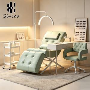 Manufacturer High Quality Synthetic Leather Electric Eyelash Eyebrow <b>Bed</b> Eyelash Lounger Curved Facial Beauty Lash <b>Bed</b> - Product Image 1