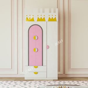Litera de Castillo de madera rosa para niños y niñas, cama de princesa con almacenamiento de escritorio, armario deslizante para escalera - Product Image 6