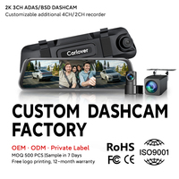 Caméra embarquée Carlover 3 canaux DVR avec Wi-Fi, enregistreur vidéo avant et intérieur, boîte noire de voiture