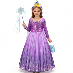 Robe courte luxueuse, tenue formelle, cadeau d'anniversaire, costume de fête, costume de jeu de rôle, robe de soirée dansante, costume d'halloween, <span class=keywords><strong>reine</strong></span> <span class=keywords><strong>des</strong></span> <span class=keywords><strong>neiges</strong></span>, violet - Product Image 1