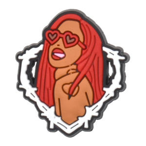 Nouvelles breloques de chaussures en PVC Karol G au design tendance, boucles de chaussures Karol G, accessoires de décoration pour chaussures rouges et roses, breloques pour filles, cadeau pour filles - Product Image 5