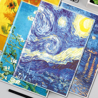 Cuaderno de Costura Vintage con Diseño de Pintura de Van Gogh, Tapa Blanda de PVC Mate B5, 96 Hojas Rayadas, Logotipo Personalizado, Papelería Escolar al por Mayor