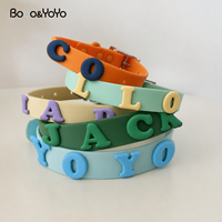 Collier pour animaux de compagnie (chien et chat) en silicone personnalisé avec logo, lettres ajustables, de haute qualité, design nouveau, vente en gros, luxe, avec breloques