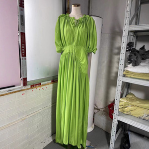 chinese dress ladies Hemmed Bottom 3/4 Sleeve Semi Loose Side Slit Calf Length Dress – EvaVarro main image 0