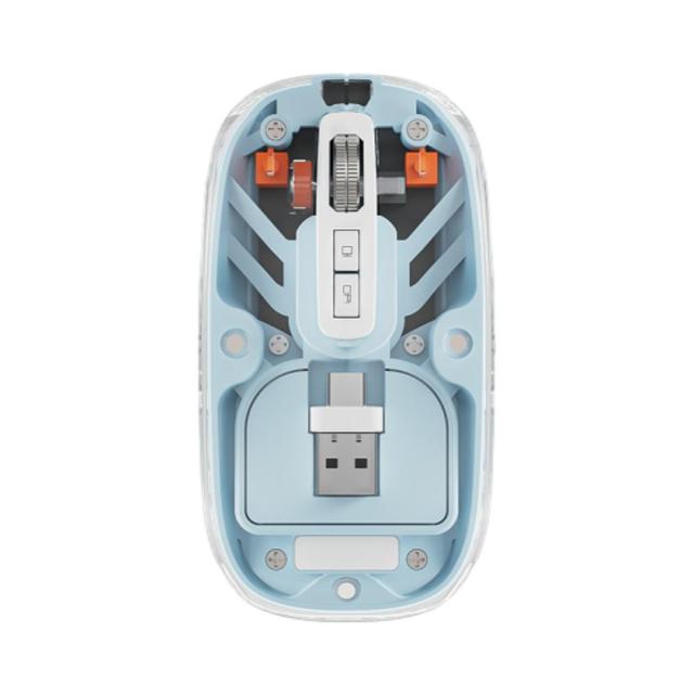 Hot Selling Transparent Wireless Mouse Dual Mode Silent Click Gaming Mouse Laptop Office Desktop Use