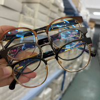 Déstockage : Montures de lunettes rondes en métal massif, tendance, avec verres en polycarbonate pour la protection des yeux, unisexe, prêtes à être expédiées