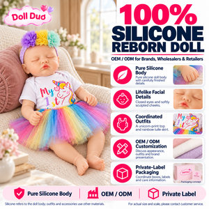 Muñeca Duo Personalizada de Silicona de 18 Pulgadas, Muñeca Reborn de Cuerpo Completo, Unicornio, Tutú Arcoíris, Regalo de Cumpleaños y Navidad Personalizado para Niños - Product Image 1